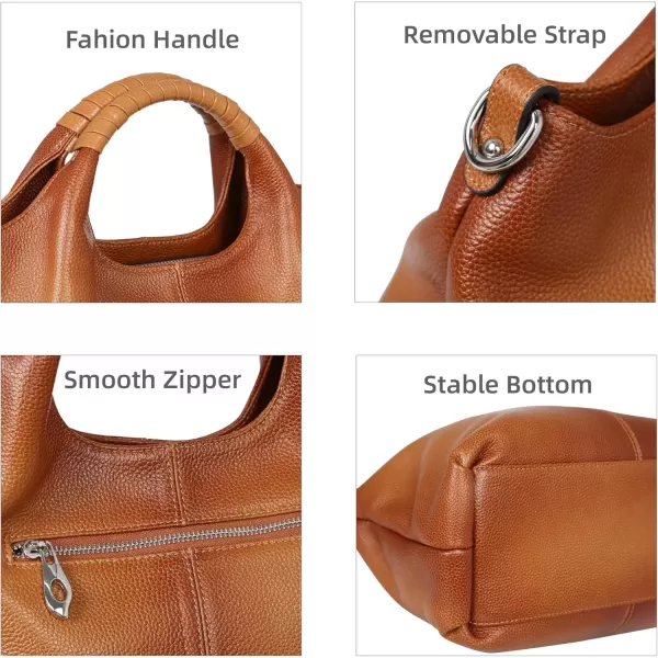 imageIswee Genuine Leather Top Handle Purse Satchel Bag Designer Shoulder Bag Tote Ladies Crossbody Bag for WomenSorrel
