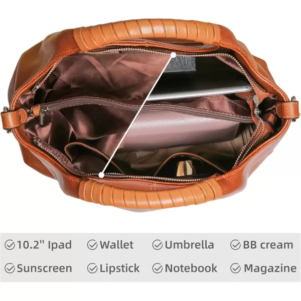imageIswee Genuine Leather Top Handle Purse Satchel Bag Designer Shoulder Bag Tote Ladies Crossbody Bag for WomenSorrel