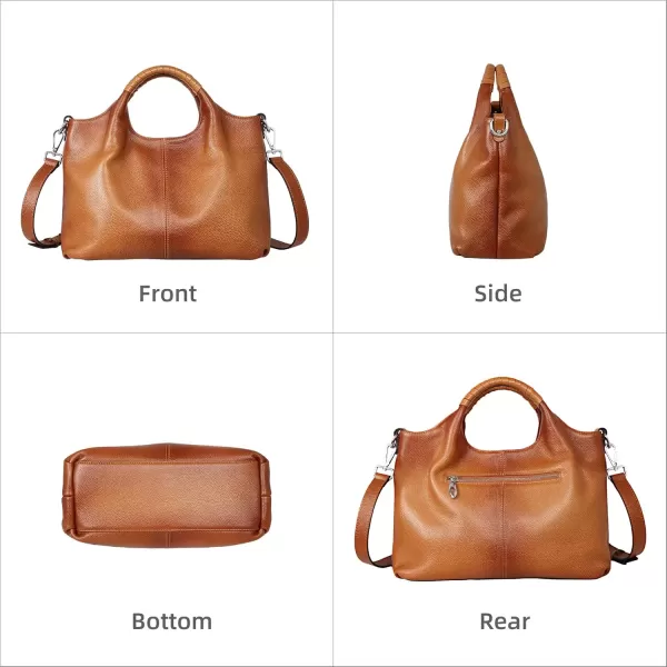 imageIswee Genuine Leather Top Handle Purse Satchel Bag Designer Shoulder Bag Tote Ladies Crossbody Bag for WomenSorrel