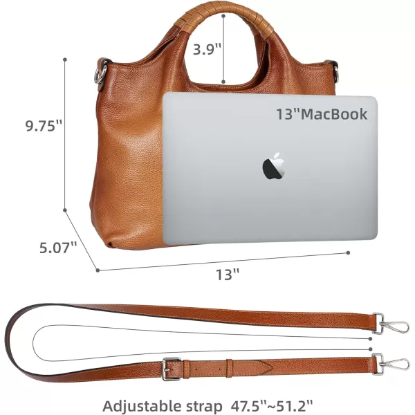 imageIswee Genuine Leather Top Handle Purse Satchel Bag Designer Shoulder Bag Tote Ladies Crossbody Bag for WomenSorrel