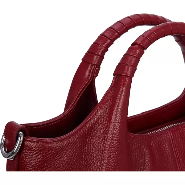 imageIswee Genuine Leather Top Handle Purse Satchel Bag Designer Shoulder Bag Tote Ladies Crossbody Bag for WomenWine