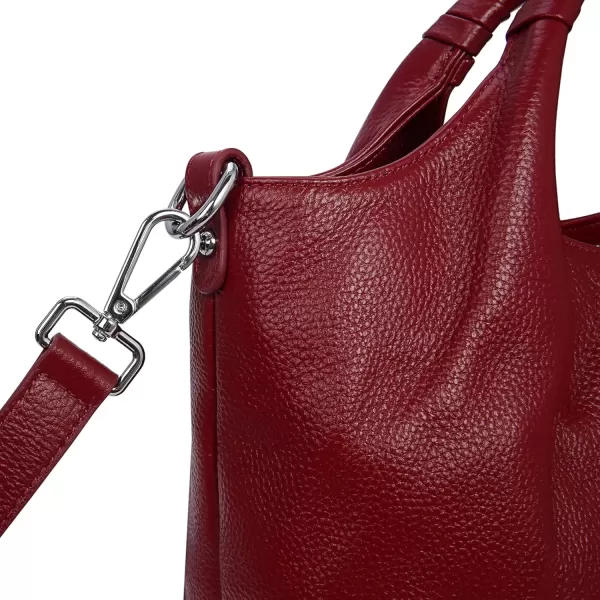 imageIswee Genuine Leather Top Handle Purse Satchel Bag Designer Shoulder Bag Tote Ladies Crossbody Bag for WomenWine