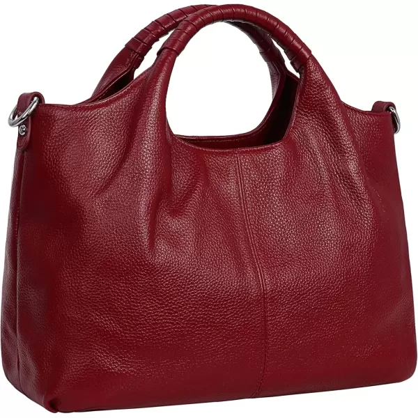 imageIswee Genuine Leather Top Handle Purse Satchel Bag Designer Shoulder Bag Tote Ladies Crossbody Bag for WomenWine