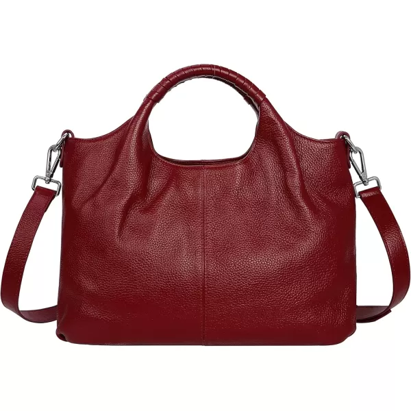 imageIswee Genuine Leather Top Handle Purse Satchel Bag Designer Shoulder Bag Tote Ladies Crossbody Bag for WomenWine