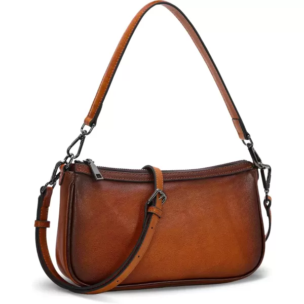 imageIswee Leather Crossbody Bags for Women Small Designer Shoulder Bag Hobo Purse Satchel Handbags with Two StrapsBrown