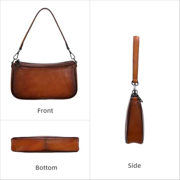 imageIswee Leather Crossbody Bags for Women Small Designer Shoulder Bag Hobo Purse Satchel Handbags with Two StrapsBrown