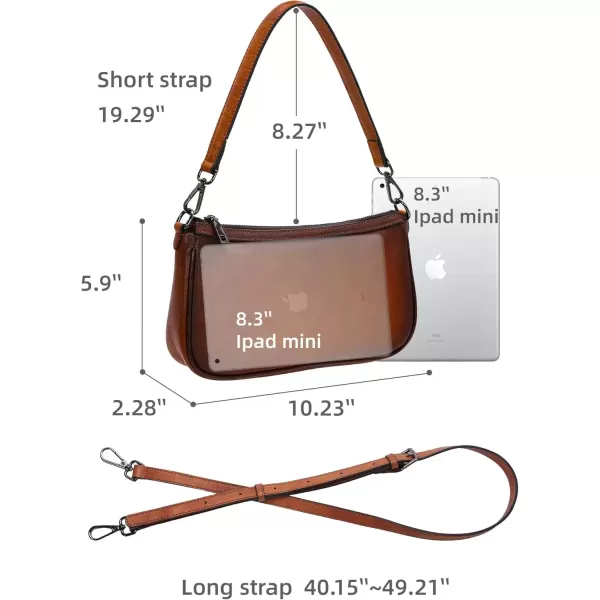 imageIswee Leather Crossbody Bags for Women Small Designer Shoulder Bag Hobo Purse Satchel Handbags with Two StrapsBrown