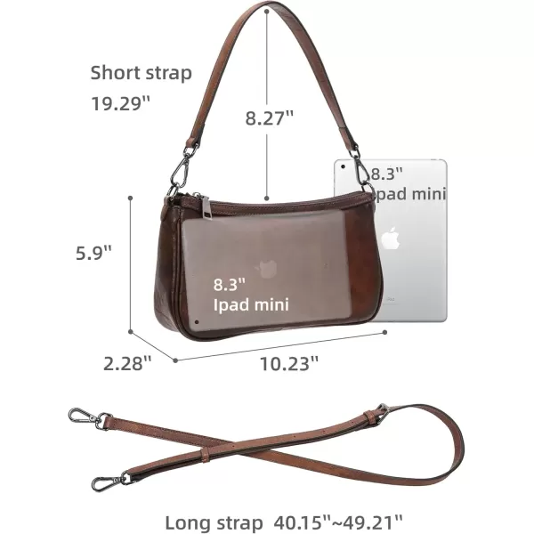 imageIswee Leather Crossbody Bags for Women Small Designer Shoulder Bag Hobo Purse Satchel Handbags with Two StrapsCoffee