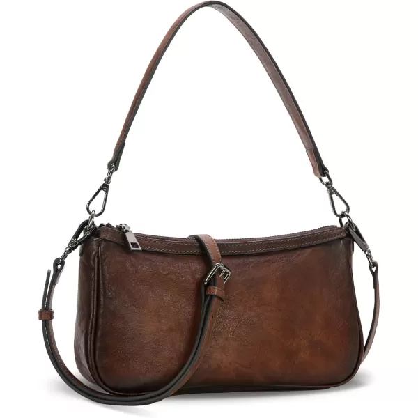 imageIswee Leather Crossbody Bags for Women Small Designer Shoulder Bag Hobo Purse Satchel Handbags with Two StrapsCoffee