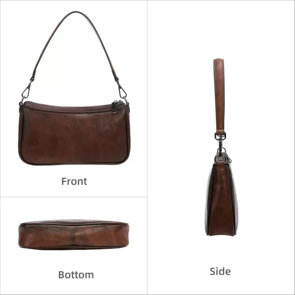 imageIswee Leather Crossbody Bags for Women Small Designer Shoulder Bag Hobo Purse Satchel Handbags with Two StrapsCoffee