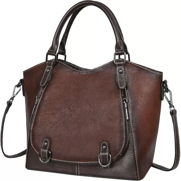 imageIswee Leather Shoulder Bags for Women Satchel Bags Vintage Designer Crossbody Purses Tote Bags with Zipper TopHandleCoffee