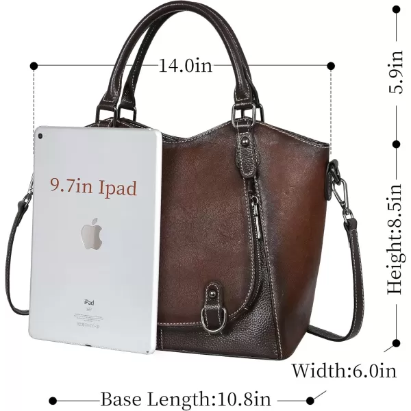 imageIswee Leather Shoulder Bags for Women Satchel Bags Vintage Designer Crossbody Purses Tote Bags with Zipper TopHandleCoffee