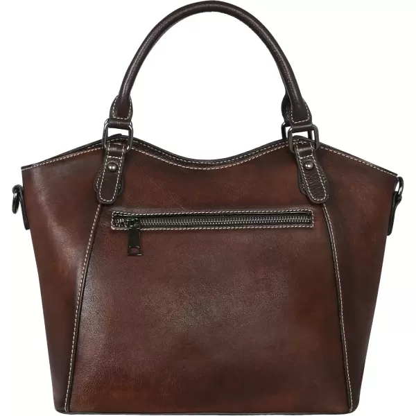 imageIswee Leather Shoulder Bags for Women Satchel Bags Vintage Designer Crossbody Purses Tote Bags with Zipper TopHandleCoffee