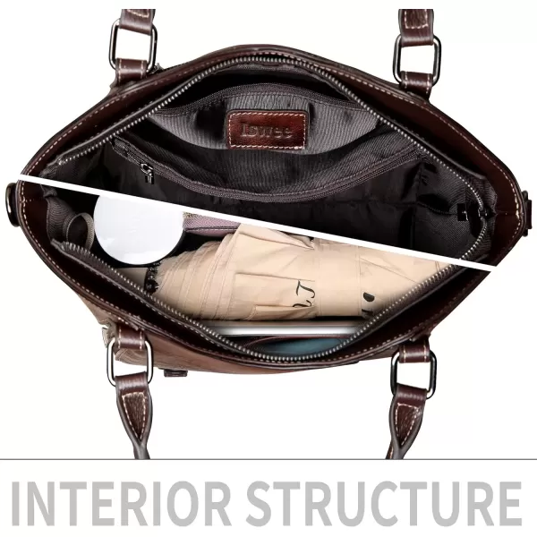 imageIswee Leather Shoulder Bags for Women Satchel Bags Vintage Designer Crossbody Purses Tote Bags with Zipper TopHandleCoffee