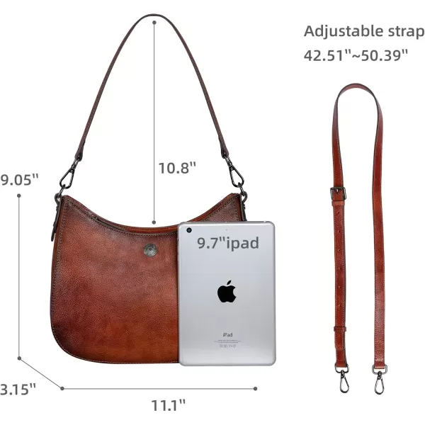 imageIswee Shoulder Crescent Bag Crossbody Genuine Leather Purses for Women Handbags Trendy Satchel Designer Half Moon PocketbooksBrown