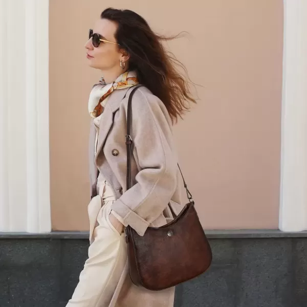 imageIswee Shoulder Crescent Bag Crossbody Genuine Leather Purses for Women Handbags Trendy Satchel Designer Half Moon PocketbooksBrown