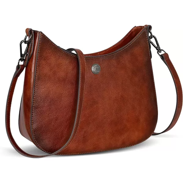 imageIswee Shoulder Crescent Bag Crossbody Genuine Leather Purses for Women Handbags Trendy Satchel Designer Half Moon PocketbooksBrown
