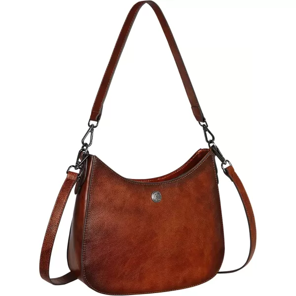 imageIswee Shoulder Crescent Bag Crossbody Genuine Leather Purses for Women Handbags Trendy Satchel Designer Half Moon PocketbooksBrown