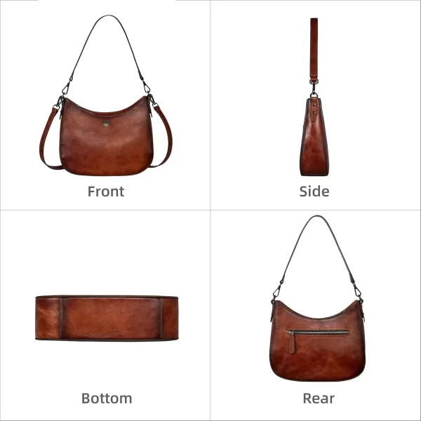 imageIswee Shoulder Crescent Bag Crossbody Genuine Leather Purses for Women Handbags Trendy Satchel Designer Half Moon PocketbooksBrown