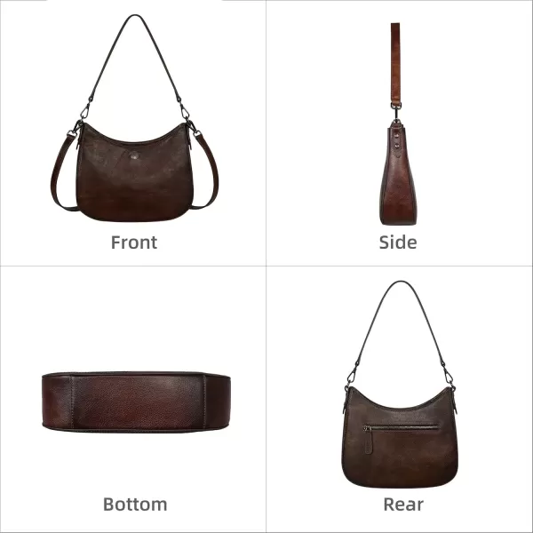 imageIswee Shoulder Crescent Bag Crossbody Genuine Leather Purses for Women Handbags Trendy Satchel Designer Half Moon PocketbooksCoffee