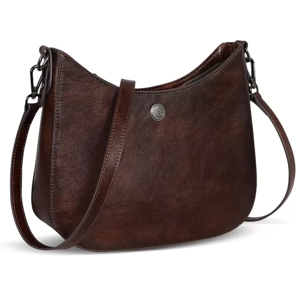 imageIswee Shoulder Crescent Bag Crossbody Genuine Leather Purses for Women Handbags Trendy Satchel Designer Half Moon PocketbooksCoffee