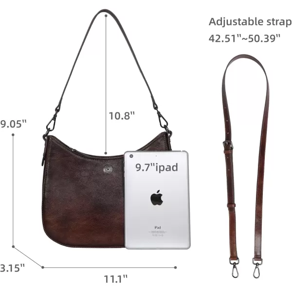 imageIswee Shoulder Crescent Bag Crossbody Genuine Leather Purses for Women Handbags Trendy Satchel Designer Half Moon PocketbooksCoffee