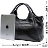 imageIswee Genuine Leather Shoulder Bags Purses and Handbags for Women Satchel Designer Cross Body Hobo Medium Size ToteBlack