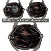 imageIswee Genuine Leather Shoulder Bags Purses and Handbags for Women Satchel Designer Cross Body Hobo Medium Size ToteGray