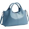 imageIswee Genuine Leather Shoulder Bags Purses and Handbags for Women Satchel Designer Cross Body Hobo Medium Size ToteLight Blue