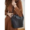imageIswee Genuine Leather Tote Bucket Bags Hobo Shoulder Bags Purse and Handbags for Women TrendyBlack