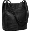 imageIswee Genuine Leather Tote Bucket Bags Hobo Shoulder Bags Purse and Handbags for Women TrendyBlack