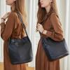 imageIswee Genuine Leather Tote Bucket Bags Hobo Shoulder Bags Purse and Handbags for Women TrendyBlacklichee