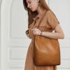 imageIswee Genuine Leather Tote Bucket Bags Hobo Shoulder Bags Purse and Handbags for Women TrendySorrel
