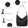 imageIswee Hobo Bags for Women Shoulder Handbags Leather Tote Bag and Purses Cross Body Pocketbooks Everyday Work BagBlack