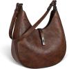 imageIswee Leather Shoulder Bag Designer Crossbody Bags for Women Crescent Purse Hobo Handbags Everyday PurseCoffee