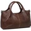 imageIswee Genuine Leather Shoulder Bags Purses and Handbags for Women Satchel Designer Cross Body Hobo Medium Size ToteCoffee