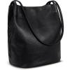imageIswee Genuine Leather Tote Bucket Bags Hobo Shoulder Bags Purse and Handbags for Women TrendyBlacklichee