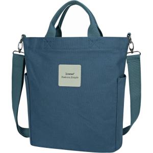 imageIswee Canvas Tote Bag for Women Casual Shoulder Work Bag Crossbody Top Handle Bag Shopping Handbags for WomenBlue