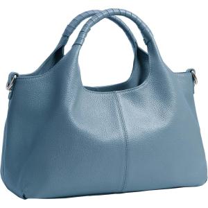 imageIswee Genuine Leather Shoulder Bags Purses and Handbags for Women Satchel Designer Cross Body Hobo Medium Size ToteLight Blue