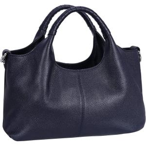 imageIswee Genuine Leather Shoulder Bags Purses and Handbags for Women Satchel Designer Cross Body Hobo Medium Size ToteNavy Blue