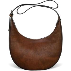 imageIswee Leather Crossbody Bags for Women Hobo Bag Lightweight Designer Shoulder Handbags Stylish Crescent PurseCoffee