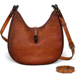 imageIswee Leather Shoulder Bag Designer Crossbody Bags for Women Crescent Purse Hobo Handbags Everyday PurseBrown