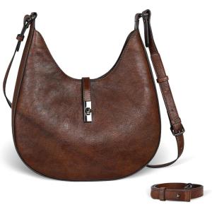 imageIswee Leather Shoulder Bag Designer Crossbody Bags for Women Crescent Purse Hobo Handbags Everyday PurseCoffee