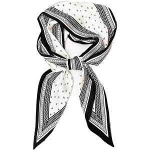 imageIswee Silk Scarf for Women Fashion Neck Scarves Purse Scarf for Handbags 56 IN Long Lightweight Hair ScarfBlack Cross