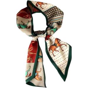 imageIswee Silk Scarf for Women Fashion Neck Scarves Purse Scarf for Handbags 56 IN Long Lightweight Hair ScarfGreen Horse
