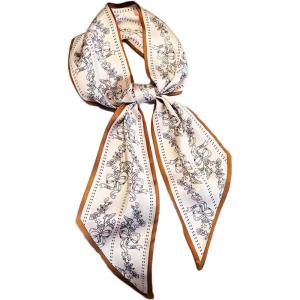 imageIswee Silk Scarf for Women Fashion Neck Scarves Purse Scarf for Handbags 56 IN Long Lightweight Hair ScarfPink Flower Vine