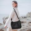 imageIswee Black Leather Hobo Bags for Women Soft Leather Crossbody Purse Designer Handbags Tote BagBlack