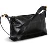 imageIswee Soft Leather Crossbody Bags for Women Designer Black Shoulder Bag Hobo Purse Stylish Satchel Handbag with Wide StrapBlack