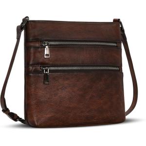 imageIswee Crossbody Bags for Women Genuine Leather Handbag Cross Body Purses Bag with MultipocketsCoffee