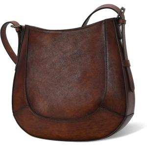 imageIswee Leather Crossbody Bags for Women Multi Pockets Medium Shoulder Bag Lightweight Functional Travel PurseCoffee